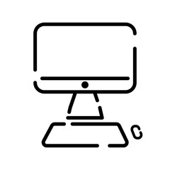 stationary computer modern icon broken line vector