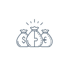 Financial concept, budget plan, money bags, compound interest line icon