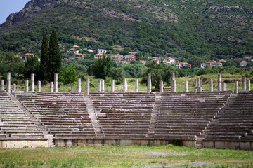 Detail of the stadium in the ancient archaeological site of Messini, in southern Peloponnese