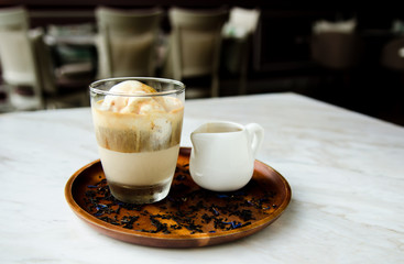 earl grey pana cotta affogato vanilla coffee