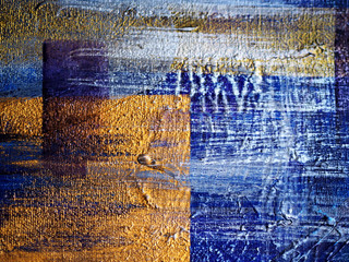 Abstract background with texture blue dark gold oil painting