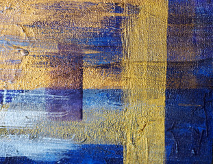 Abstract background with texture blue dark gold oil painting