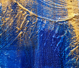 Abstract background with texture blue dark gold oil painting