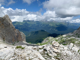 Clouds over the mountains of Abkhazia in August