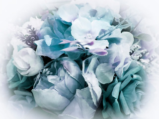 Watercolor flowers of roses on a white background. Isolated blue roses with clipping path without shadows. For design.