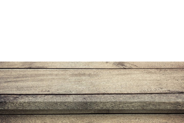 Empty wood table on isolate white background and display montage with copy space for product.