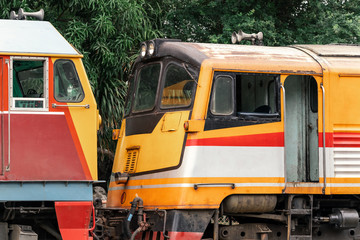 railway locomotive or train engine, rail transport vehicle provides motive power for train