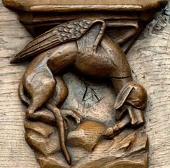 Chien ailé sur les stalles de l'église de Bréda, Pays-Bas