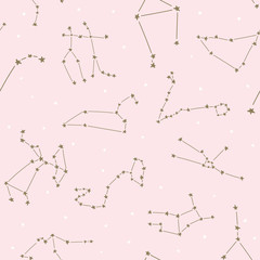 Constellation stars seamless pattern template for children babies