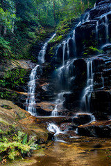 The iconic Sylvia Falls on the Valley of Waters walk at Wentworth Falls New South Wales Australia on 2nd August 2019