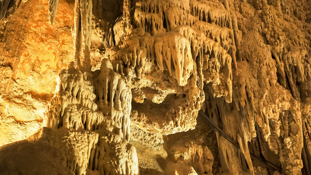 limestone formations in the cathedral room of lewis and clark caverns