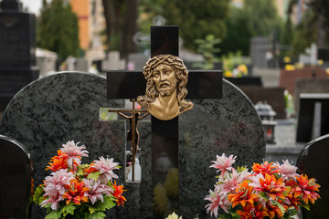 Friedhof, Statue, Kreuz