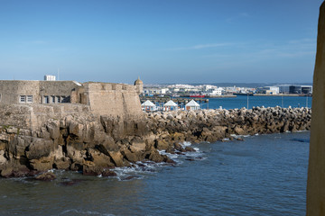 Obraz premium Buildings in Peniche, Portugal at Atlantic ocean coast.