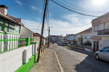 Fototapeta na wymiar Buildings in Peniche, Portugal at Atlantic ocean coast.