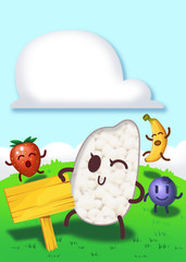 Cute Fruit Characters. Concept Art. Realistic Illustration. Video Game Digital CG Artwork. Character Design.