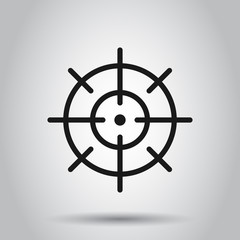 Obraz premium Shooting target vector icon in flat style. Aim sniper symbol illustration on isolated background. Target aim business concept.