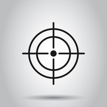 Shooting target vector icon in flat style. Aim sniper symbol illustration on isolated background. Target aim business concept.