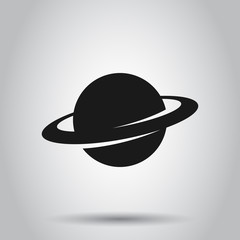 Saturn icon in flat style. Planet vector illustration on isolated background. Galaxy space business concept. © Lysenko.A