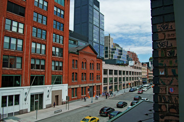 View of buildings on the High Line, Manhattan, New York.