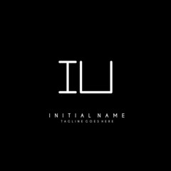 Initial I U IU minimalist modern logo identity vector