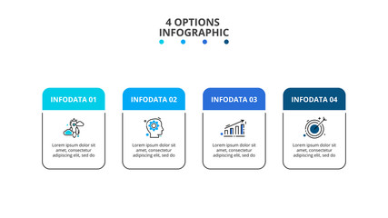 Thin lines rectangles with color elements. Four infographic elements. Business template for presentation.