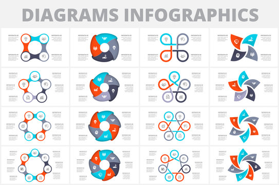 Vector cycle element for infographic. Template for diagram, graph, presentation and chart. Business concept with 4, 5, 6 and 7 options, parts, steps or processes.