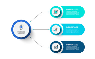 Three circles infographic elements. Business template for presentation. Vector flowchart concept with 3 options or steps.