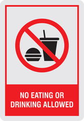 No eating or drinking vector sign board