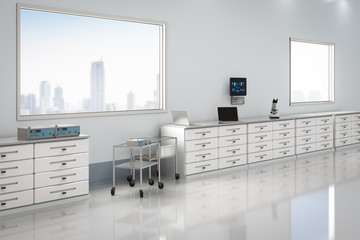 laboratory interior with accessories