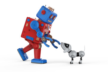 Tin toy robot with dog robot