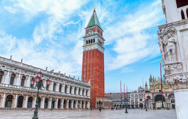 Piazza San Marco with the Basilica of Saint Mark and the bell tower of St Mark's Campanile