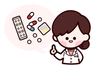 白衣の女性　薬の説明