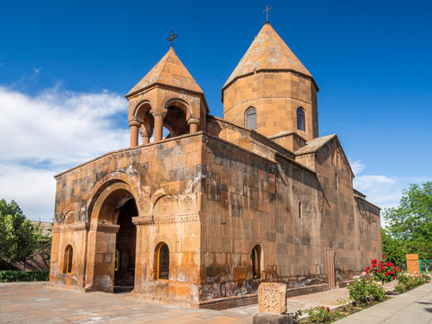 Exterior of old Shoghakat church in Vagharshapat, Armenia