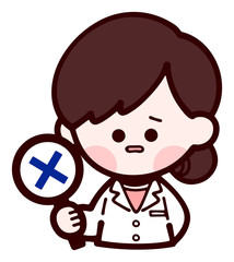 白衣の女性　上半身　バツ