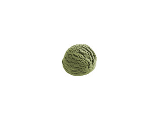 Japanese green tea ice cream ball isolated on white background