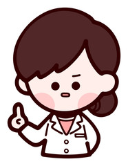 白衣の女性　上半身　怒り