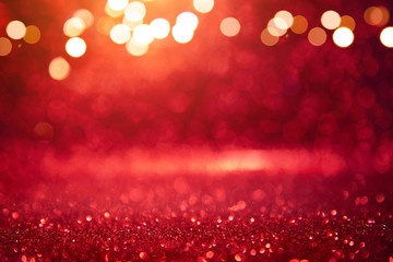Christmas xmas background red abstract valentine, Red glitter bokeh vintage lights, Happy holiday...