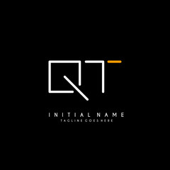 Initial Q T QT minimalist modern logo identity vector