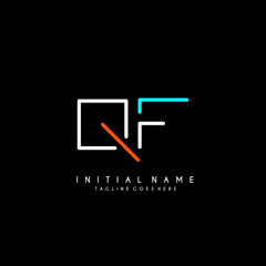 Initial Q F QF minimalist modern logo identity vector