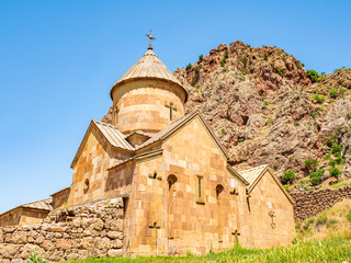 XIII century Surb Karapet church in Noravank monastery, which is a famous Armenian landmark, shot on a hot day in summer.