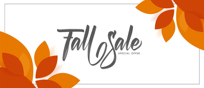 Autumn Offer Banner Background With Handwritten Lettering Of Fall Sale