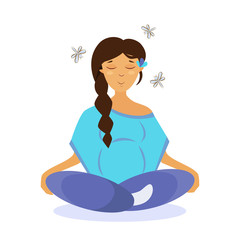 Pregnant woman meditates