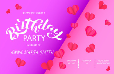 Invitation on Birthday party. Birthday party lettering. Vector illustration