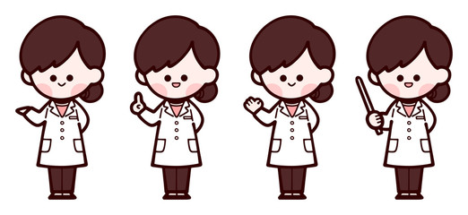 白衣を着た女性　全身　可愛い手書きイラスト