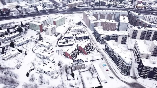 Winter day in Oslo, Norway. The city and the buildings covered with snow