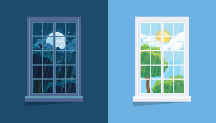 Day and night view from the window.