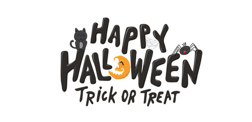 Happy Halloween Text Banner Vector illustration . Trick or treat.