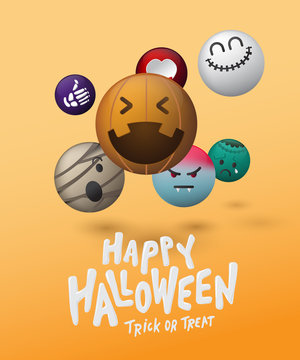 Vector emoli halloween character design cute.