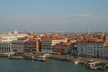 Fototapeta na wymiar The Riva degli Schiavoni, a waterfront in Venice, Italy. In the morning sun