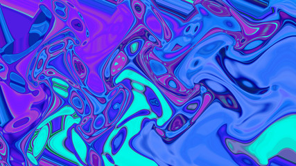 Abstract neon background blue purple liquid stains acrylic paint spots and waves